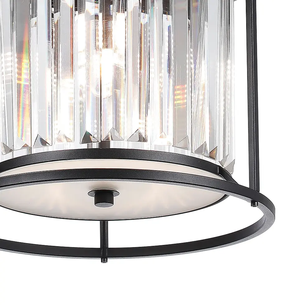 Thumbnail: Monica 3 Light Satin Black Semi-Flush Ceiling Light