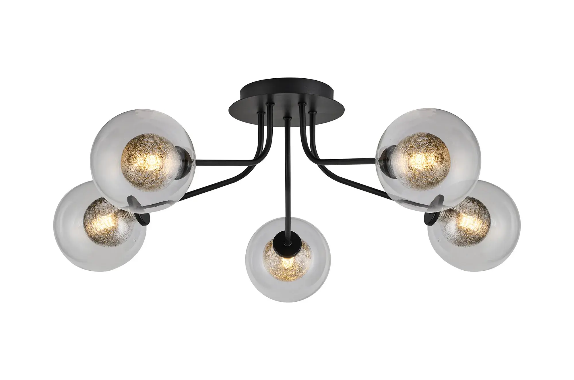 John 5 Light Satin Black Semi-Flush Ceiling Light