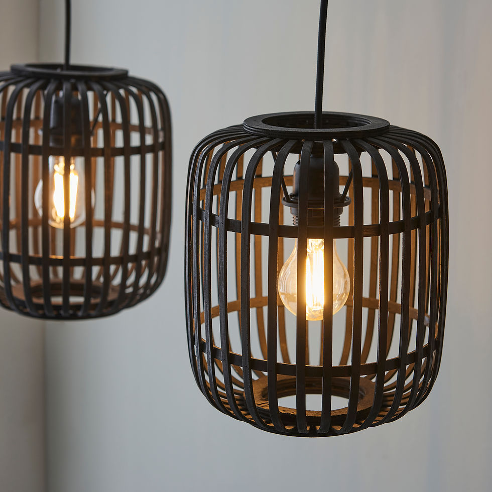 Thumbnail: Mya 3 Light Dark Bamboo Bar Pendant