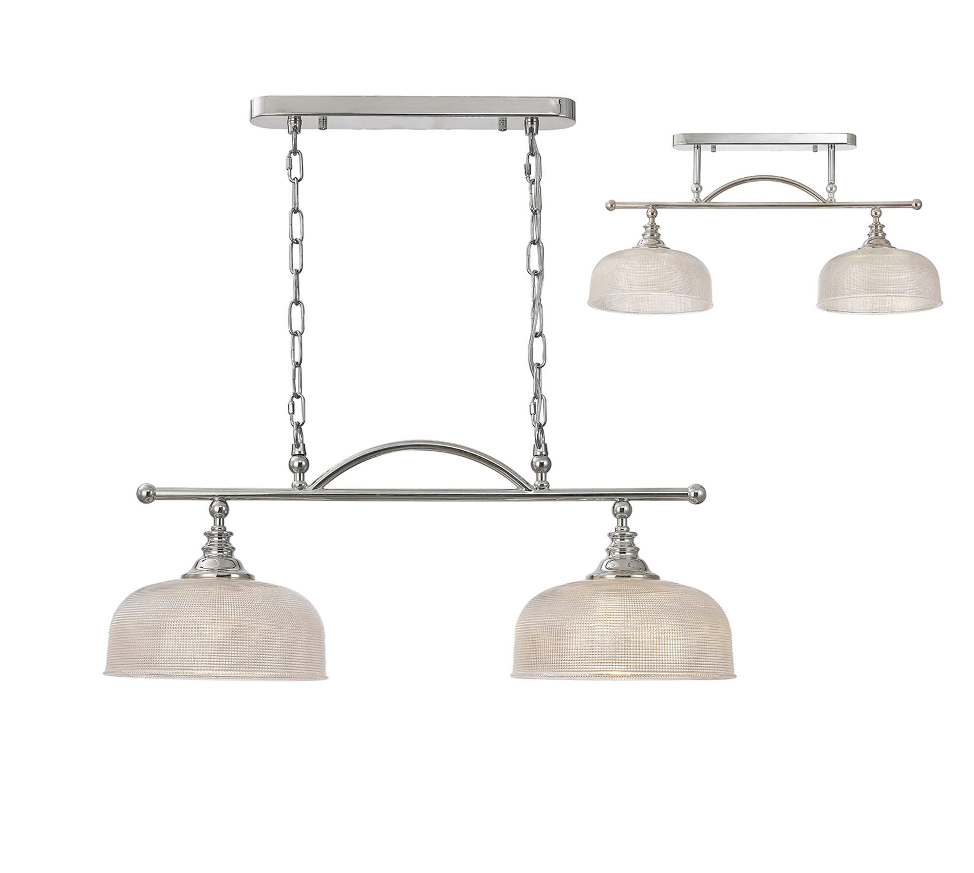Shelby 2 Light Polished Nickel Bar Pendant / Semi-Flush
