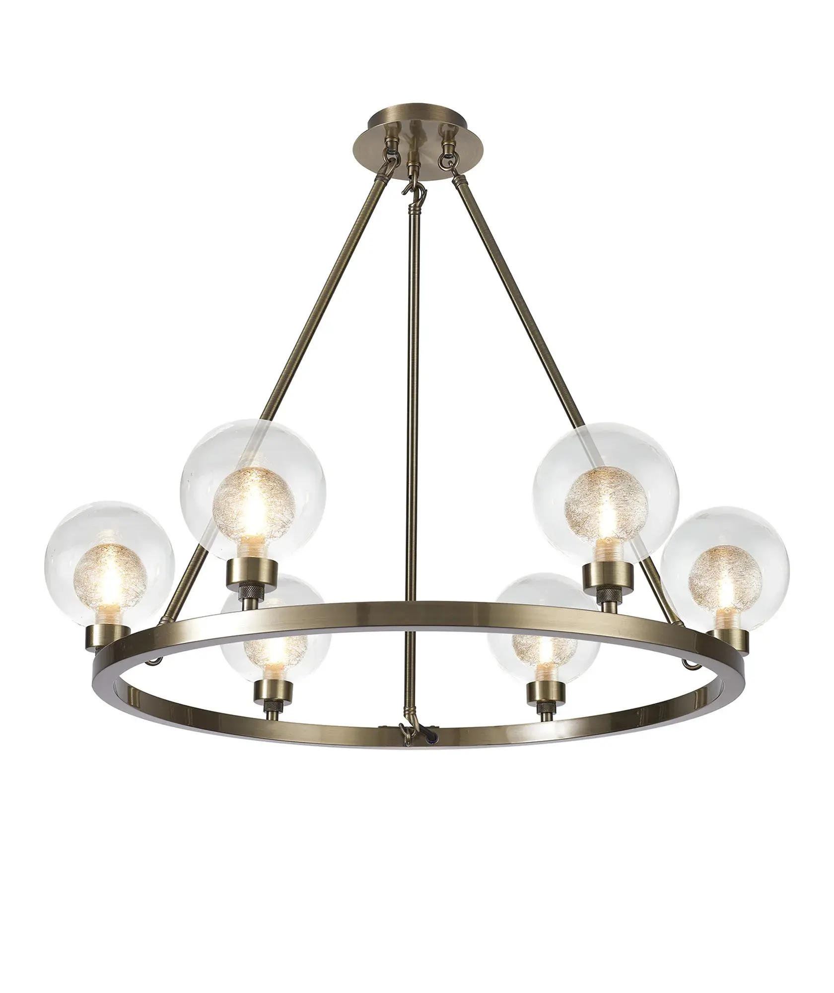 Eliana 6 Light Antique Brass Round Multi-Arm Pendant Light