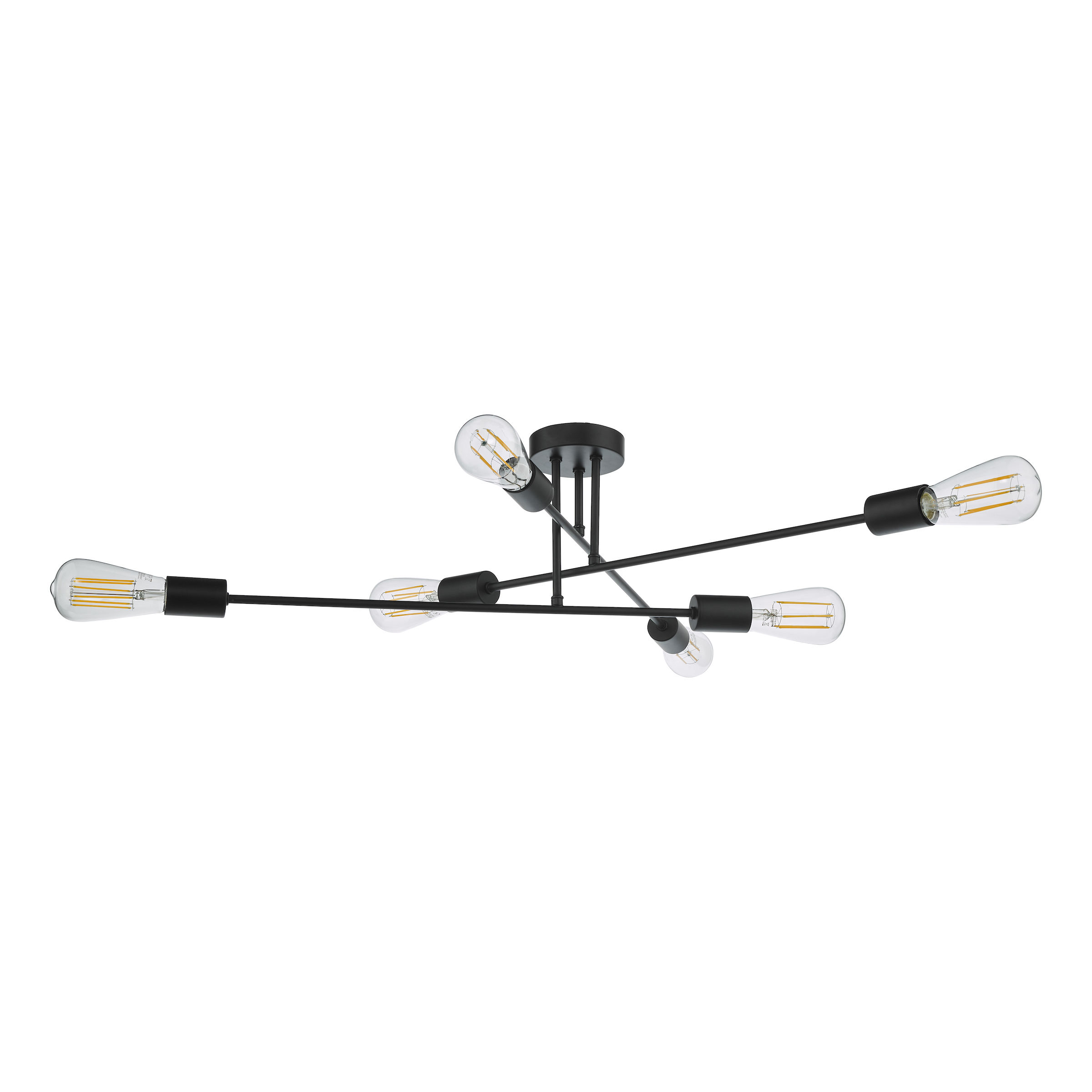 Even 6 Light Matt Black Flush Ceiling Light
