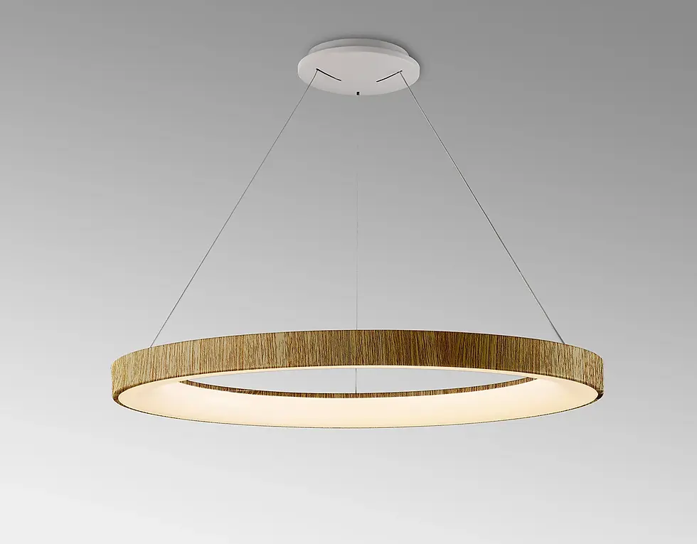 Thumbnail: Nise 1 Light Wood Effect LED Large Round Pendant