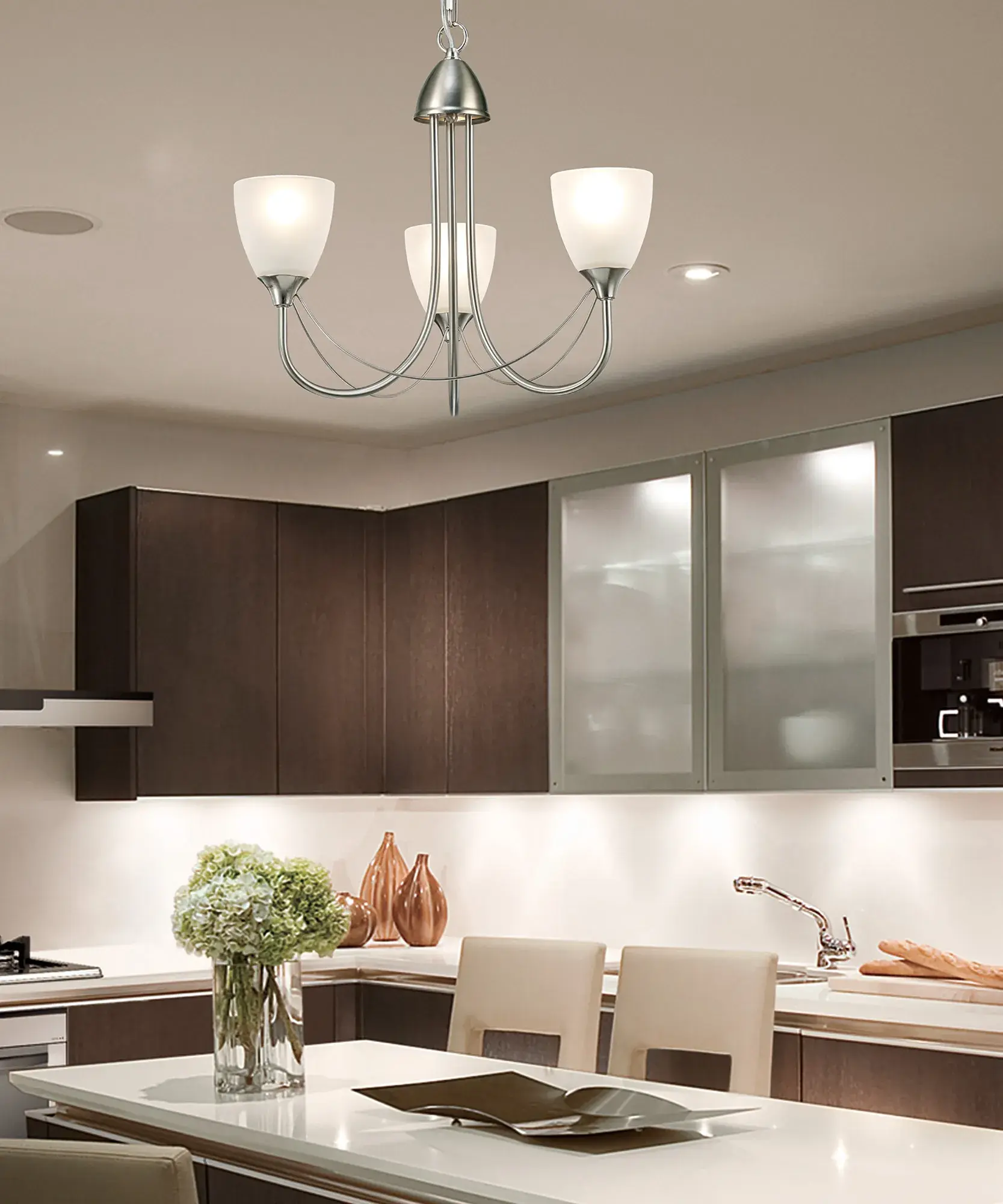 Henry 3 Light Antique Brass Dual Mounted Multi-Arm Pendant Light