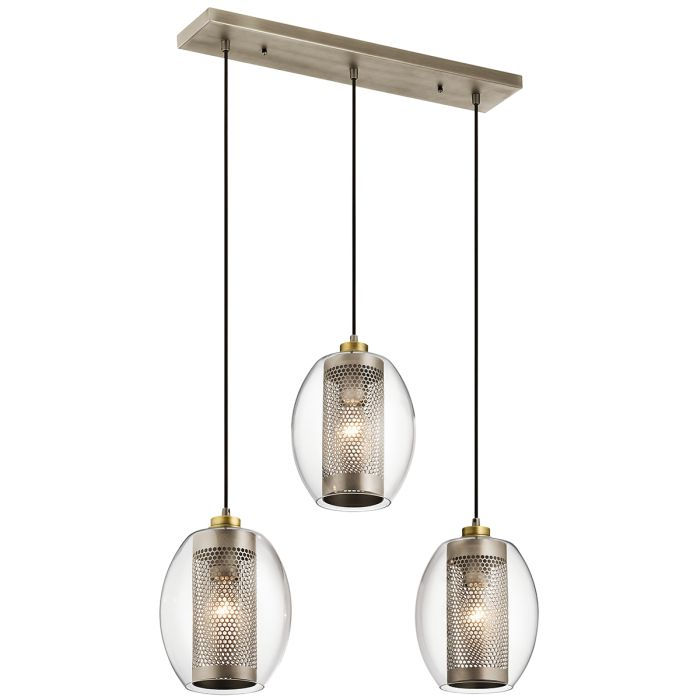 Asher 3 Light Antique Pewter Linear Bar Pendant