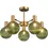 Thumbnail: Anton 5 Light Satin Brass & Green Glass Semi-Flush Ceiling Light