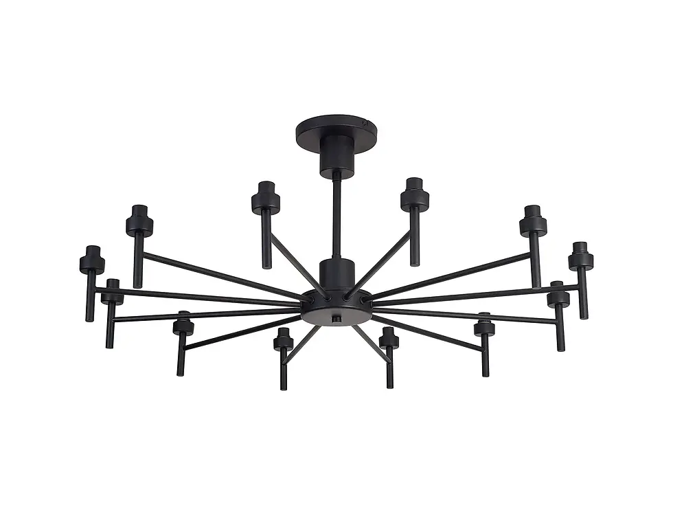 Thumbnail: Eliana 12 Light Satin Black Dual Mounted Multi-Arm Pendant Ceiling Light