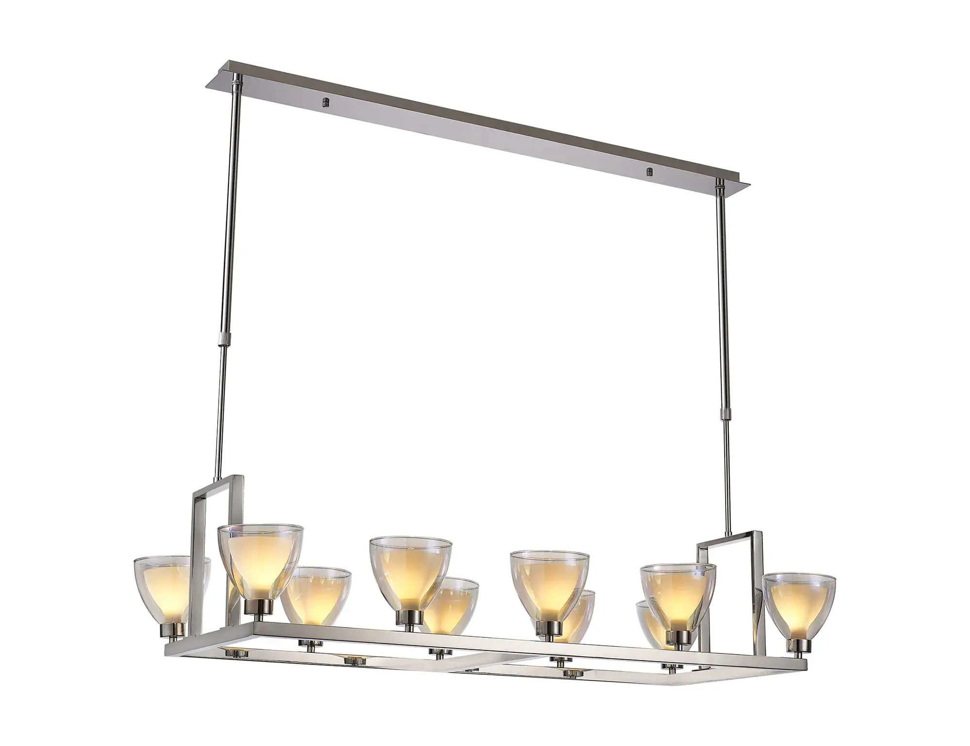 Eliana 10 Light Polished Chrome Rectangle Linear Bar Pendant