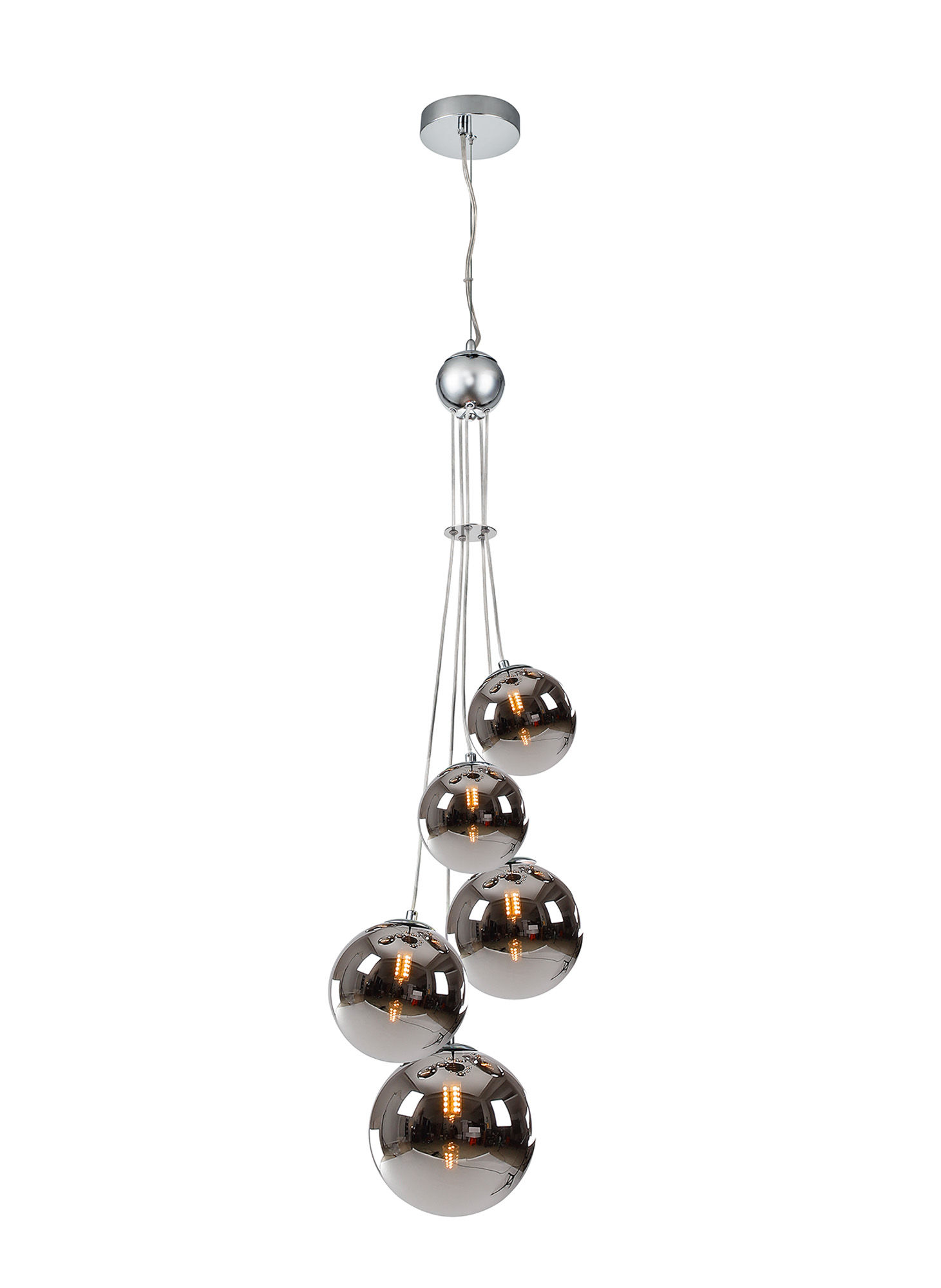 Bobble 5 Light Polished Chrome Cluster Pendant