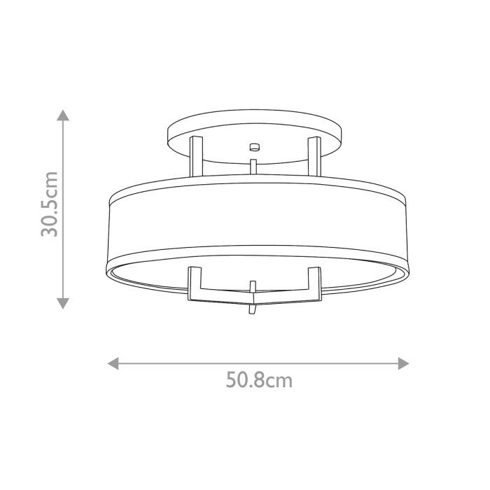 Thumbnail: Elstead Hinkley Hampton Brushed Brass and Ivory Shade 3 Light Semi Flush