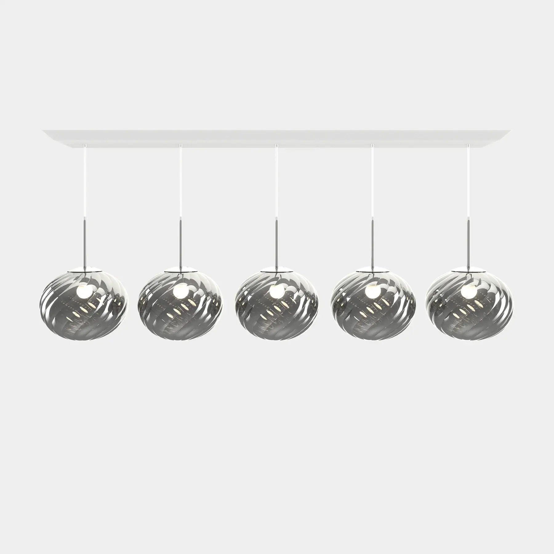 Tom Dixon 5 Light Polished Silver Whirl Linear Bar Pendant Light