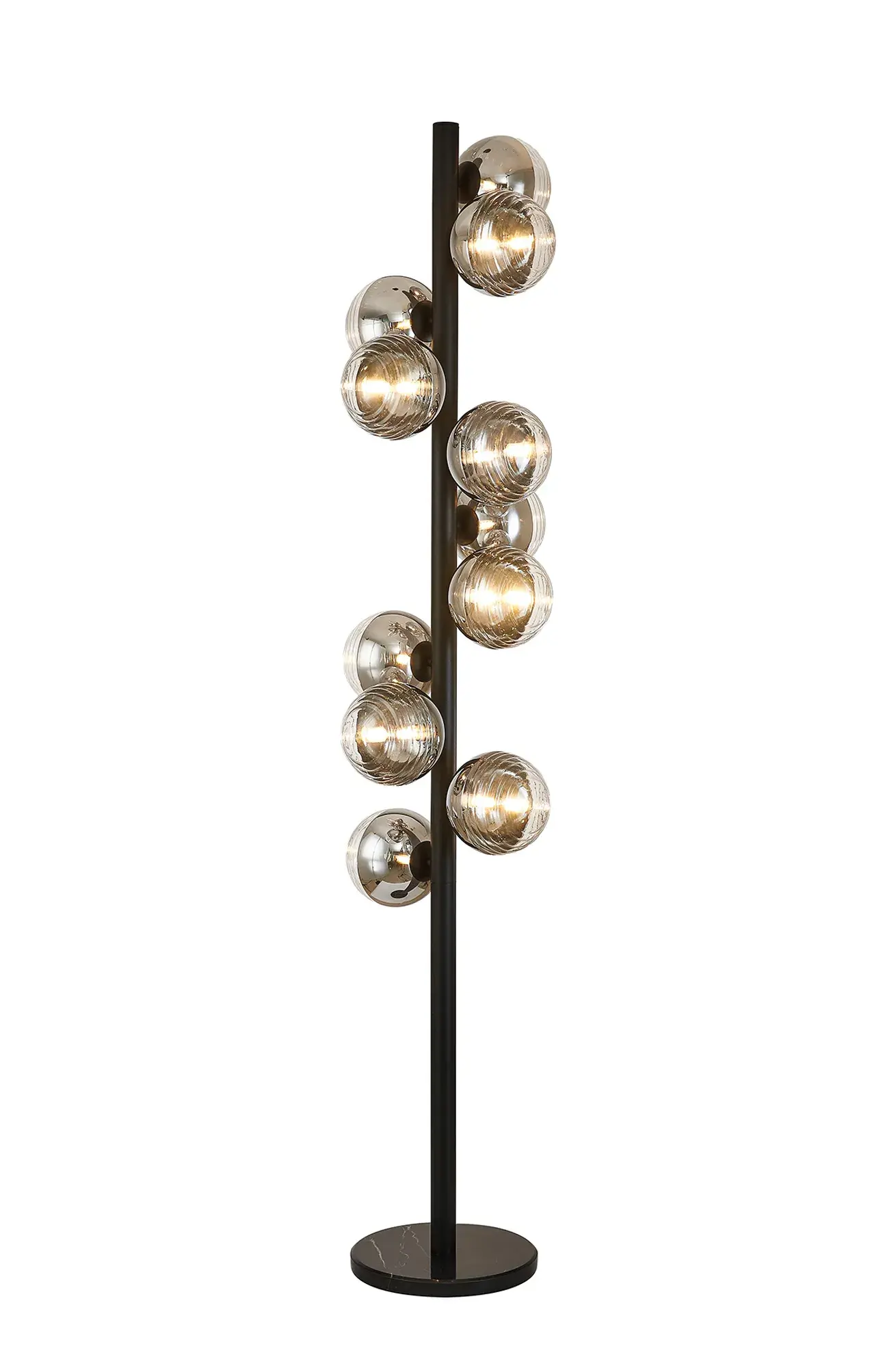 Jacqueline 11 Light Black & Chrome Glass Floor Lamp