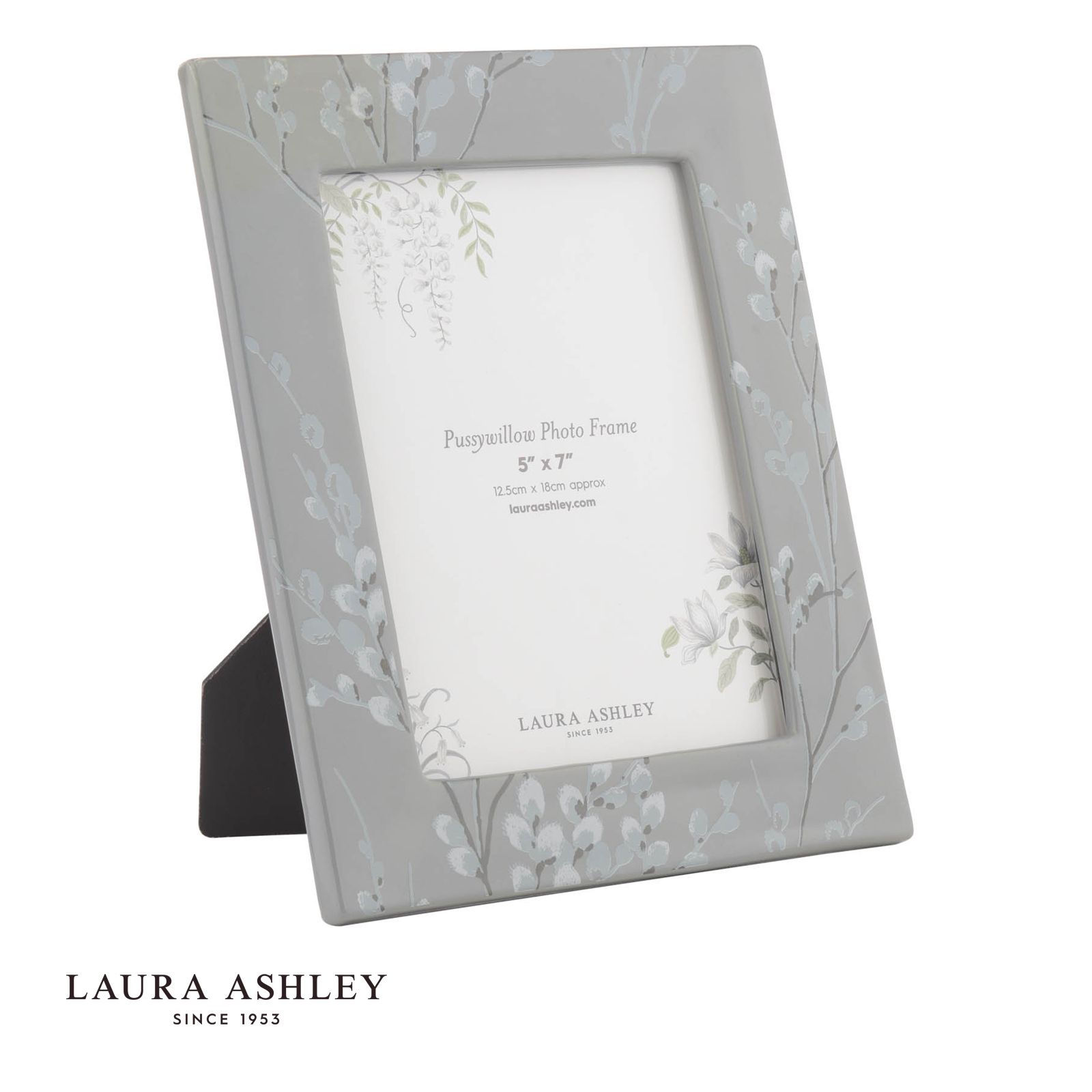 Laura Ashley Pussy Willow 5" x 7" Grey Ceramic Photo Frame