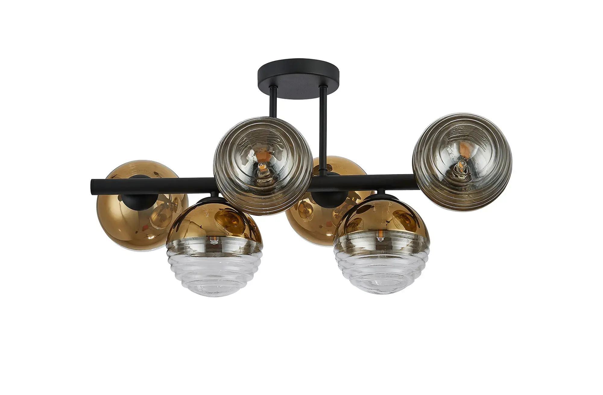 Jacqueling 6 Light Black & Gold Glass Semi-Flush Ceiling Light