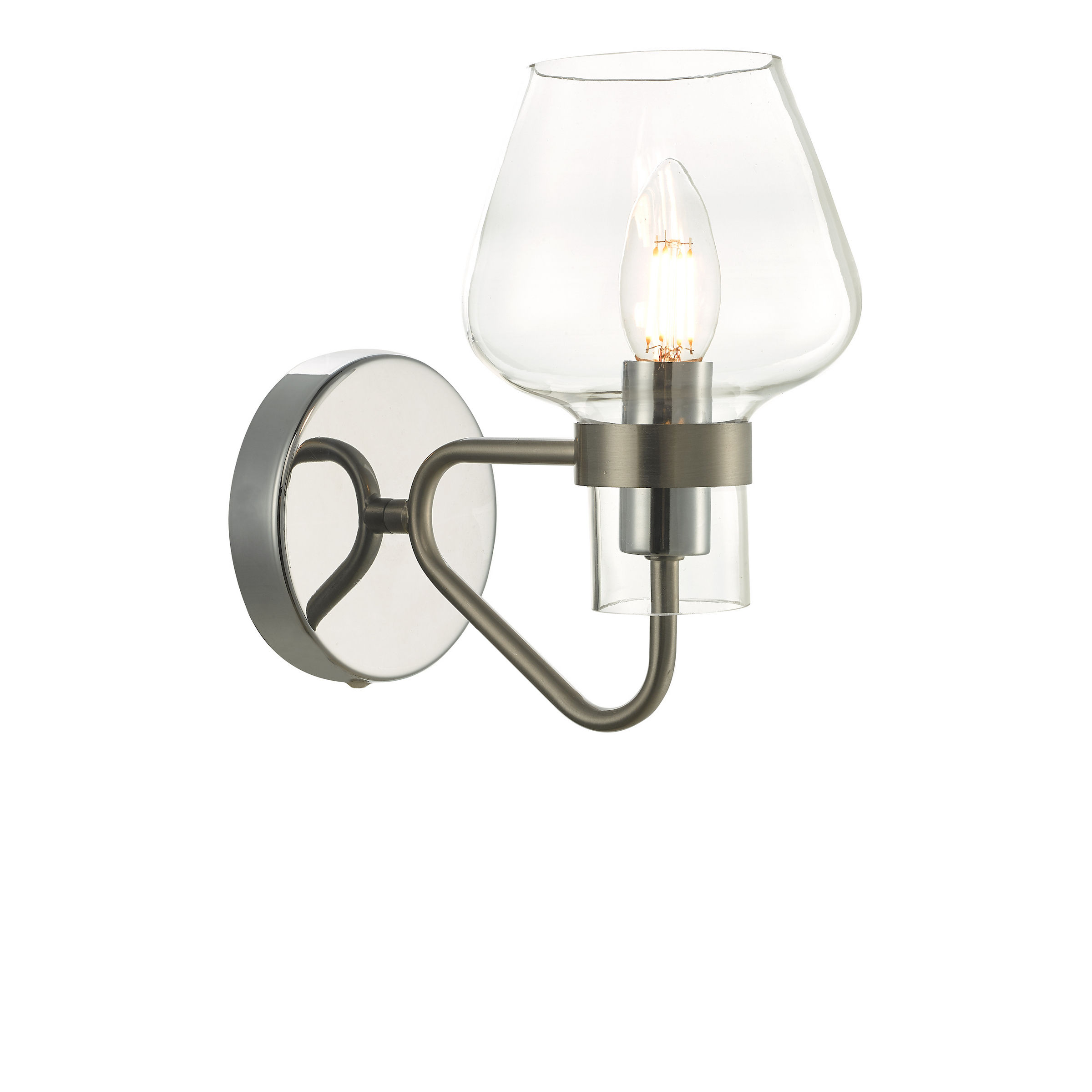 Kelli 1 Light Satin Chrome Wall Light