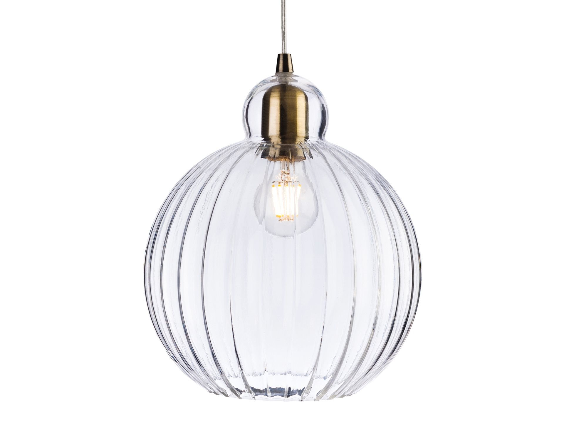 FirstLight Victory 1 Light Antique Brass & Clear Glass Single Pendant Light