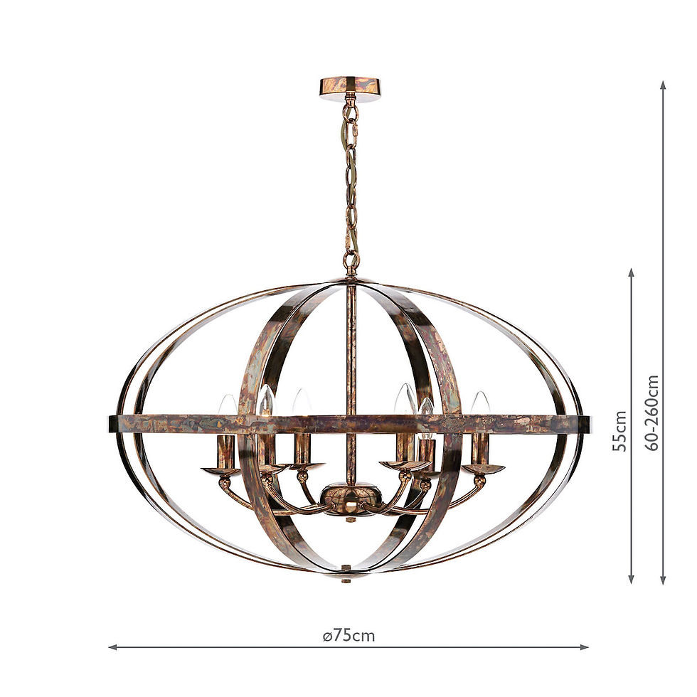 Thumbnail: Sophie 6 Light Dappled Cooper Effect Oval Orb Pendant Light