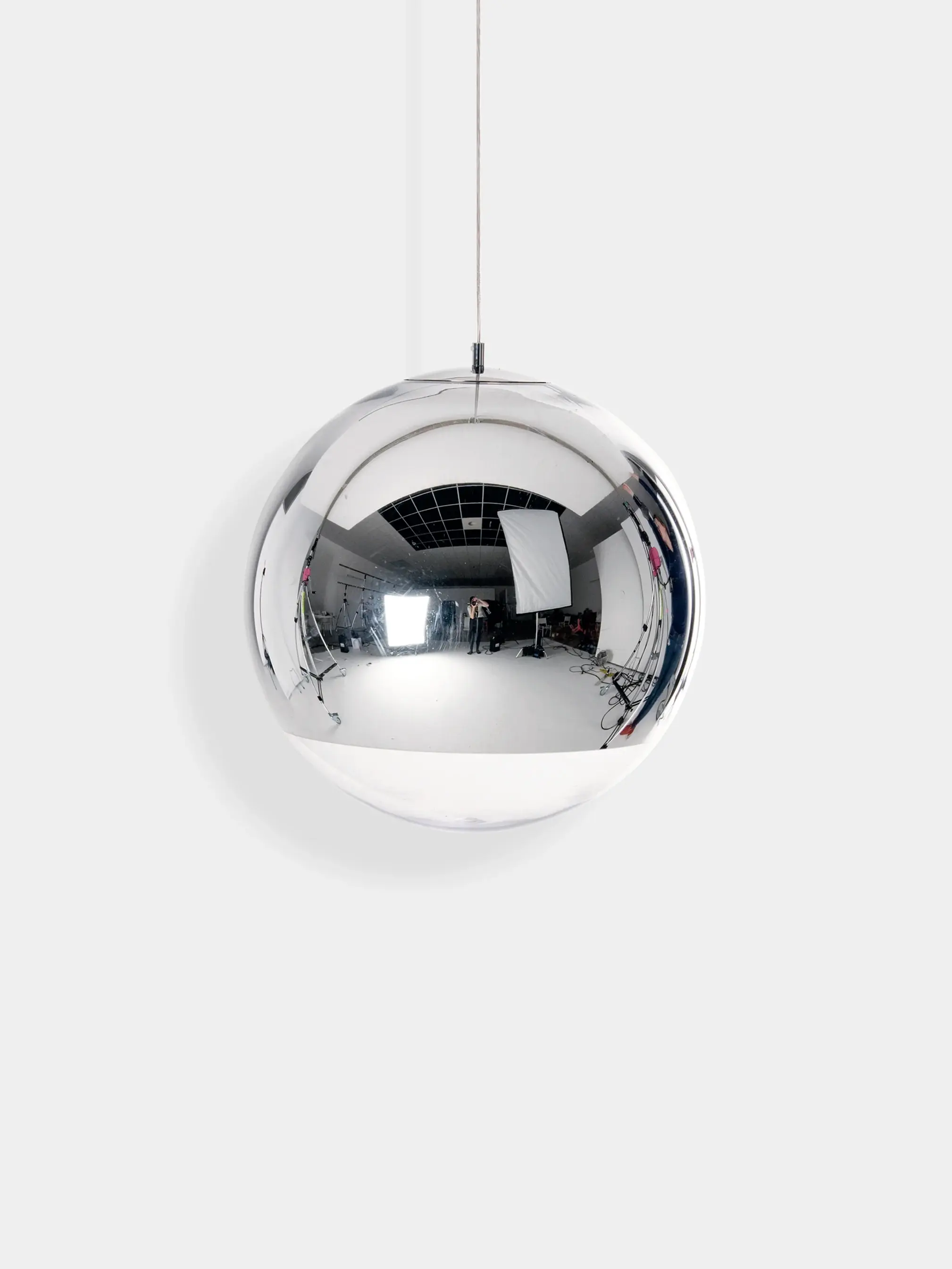 Tom Dixon Silver Large Mirror Ball Pendant Light