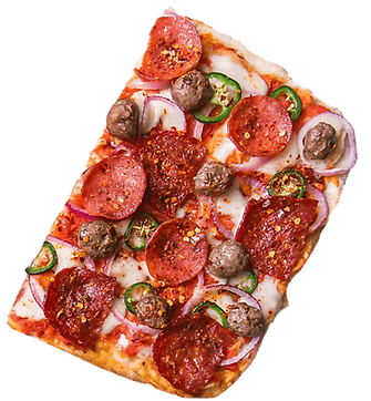 Delicious pepperoni, meatball pizza