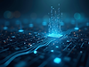 Abstract digital network representing data flow and AI processing, with clean lines and pr