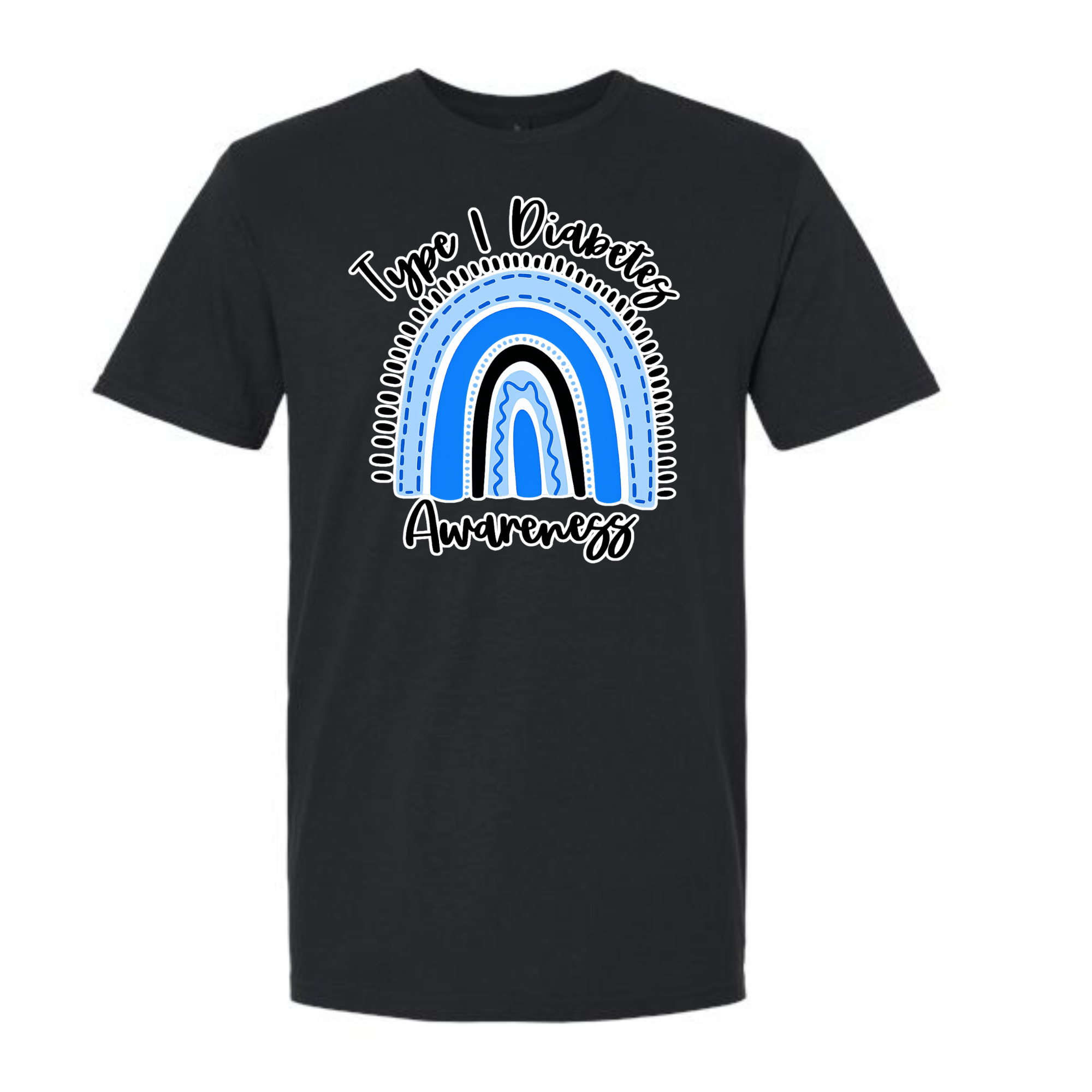 Diabetes Awareness Blue Rainbow - Gildan Softstyle Black