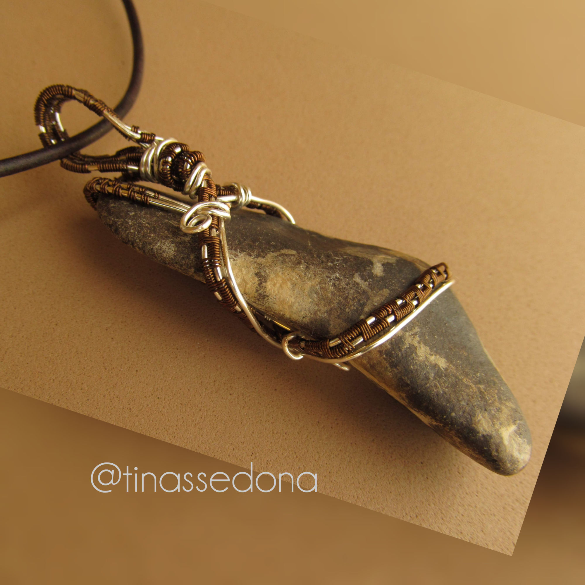 Wire Wrapped Navajo Sandstone Necklace adj slider