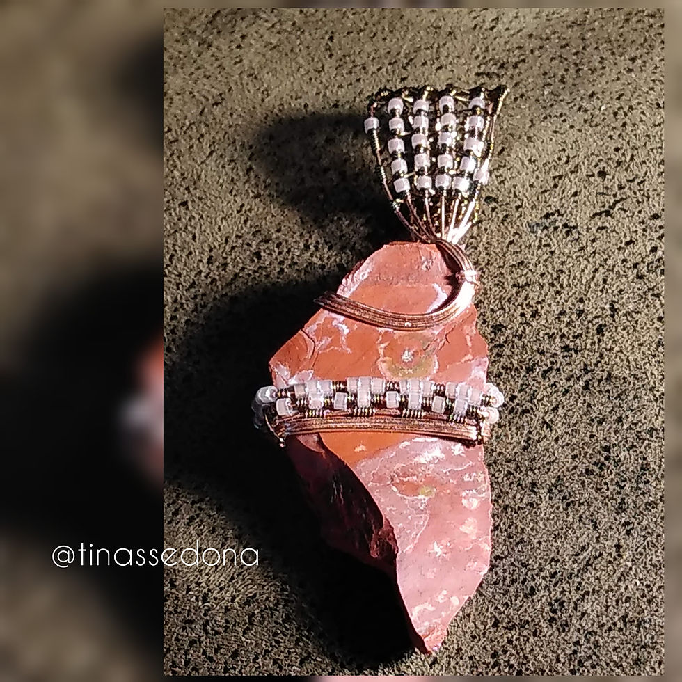Handmade Necklace of raw red jasper stone