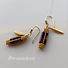 Hand woven earrings of yellow tiger eye and mustard glass
