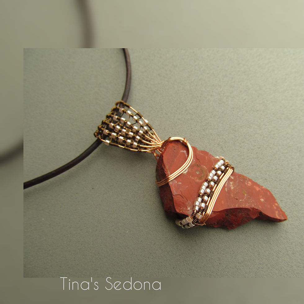 Handmade Necklace of raw red jasper stone