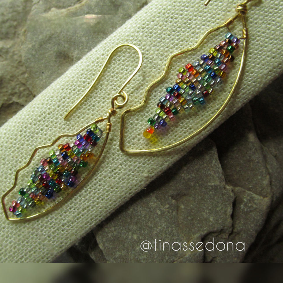 Hand woven stainglass colored beaded earrings
