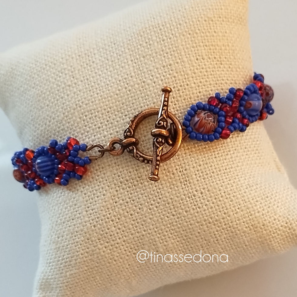 Thumbnail: Hand woven bracelet of Murano Millifiori Floral beads