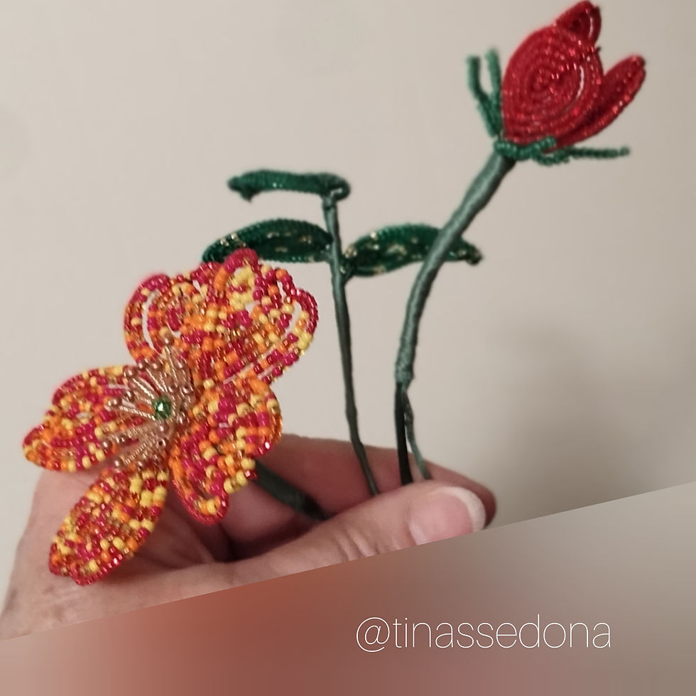 Thumbnail: beaded wild rose sculpture