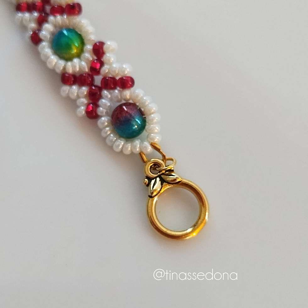 Thumbnail: Hand woven bracelet of Miracle glass beads
