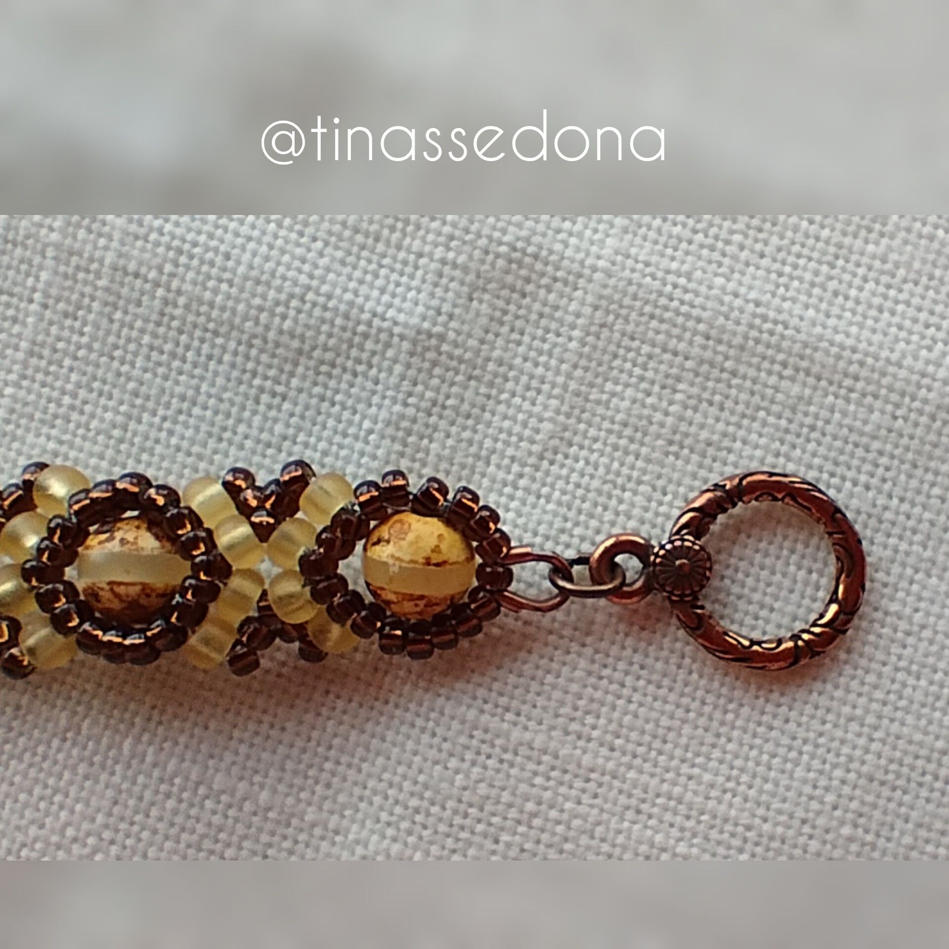 Hand woven bracelet of yellow opal