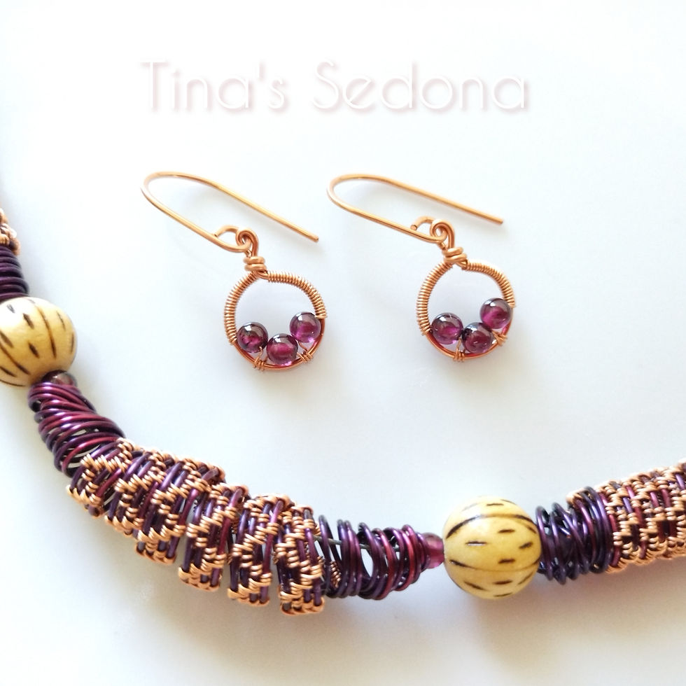Handmade necklace of wood and metal 21 in