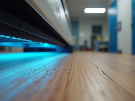 uv curing machine drying fresh hardwood floor finish