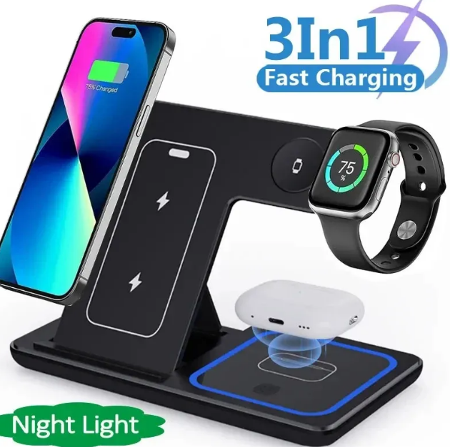Miniatura: 15W 3 In 1 LED Foldable Fast Wireless Charger Stand