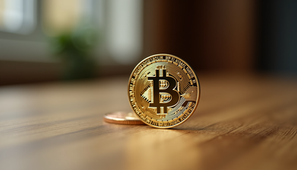 Representação física do Bitcoin, moeda digital