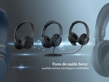 A imagem contém Fone de ouvido Sony em um fundo azul