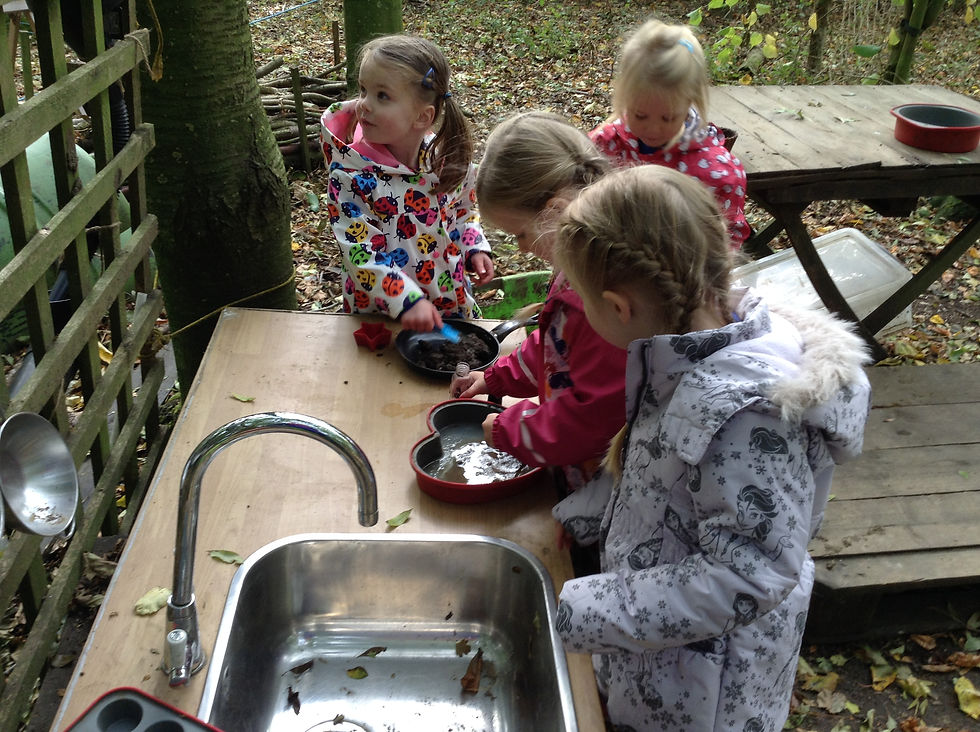 Making cakes at Forest school