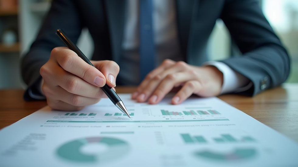 Eye-level view of a financial advisor reviewing investment portfolios