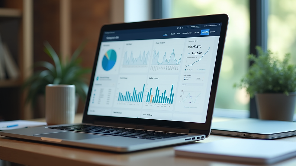Close-up view of a laptop screen displaying a financial planning dashboard