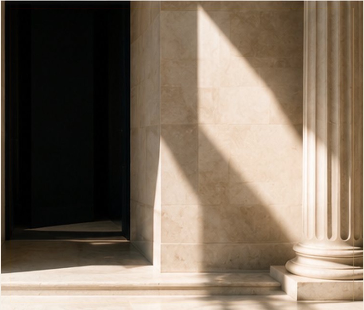Classical colonnade in natural light