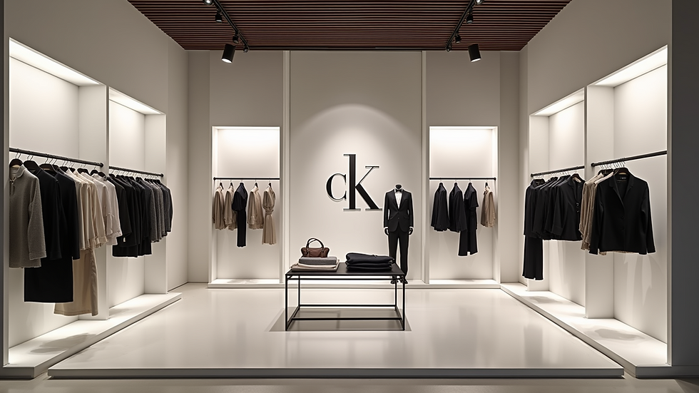High angle view of an aesthetically pleasing Calvin Klein store showcasing its latest collections