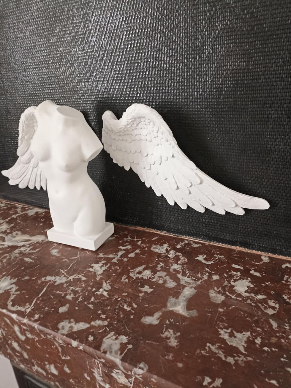 Miniature : Vénus & Ailes Murales Objet Art Sculpture Statue Minimaliste Ornement