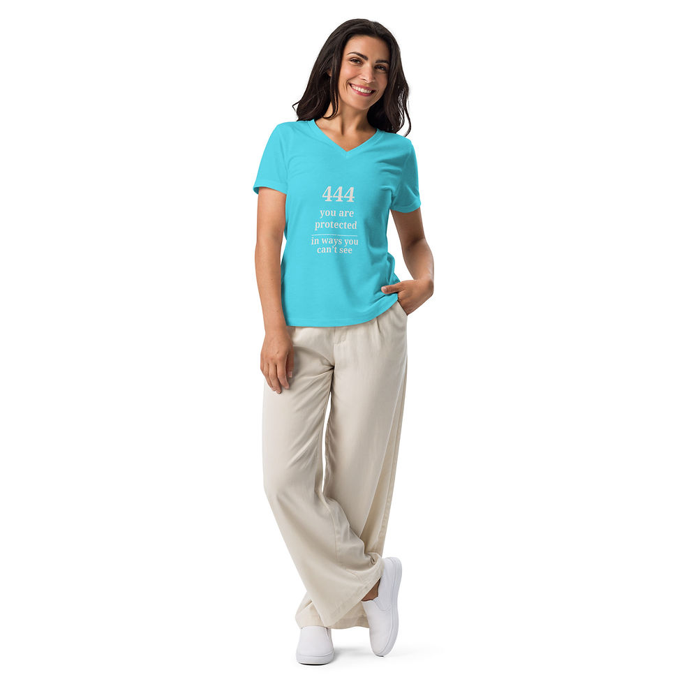 Thumbnail: 444 You Are Protected Women’s Relaxed V-Neck T-Shirt | L.U.Y.F.