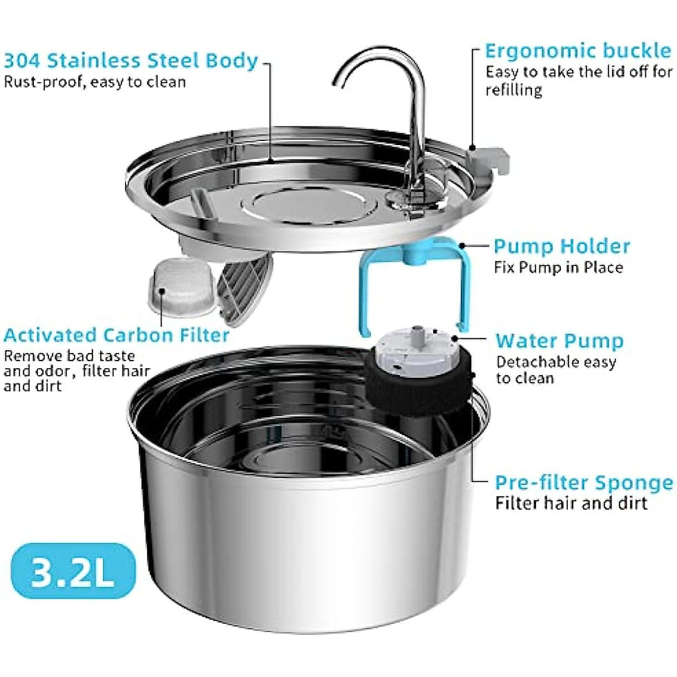 Thumbnail: Automatic Cat Water Fountain Stainless Steel Pet Fountain Dog Water Dispenser Wi