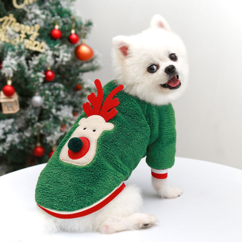 Thumbnail: Dog Christmas Clothes Winter Warm Pet Clothes for Small Medium Dogs Elk Santa Cl