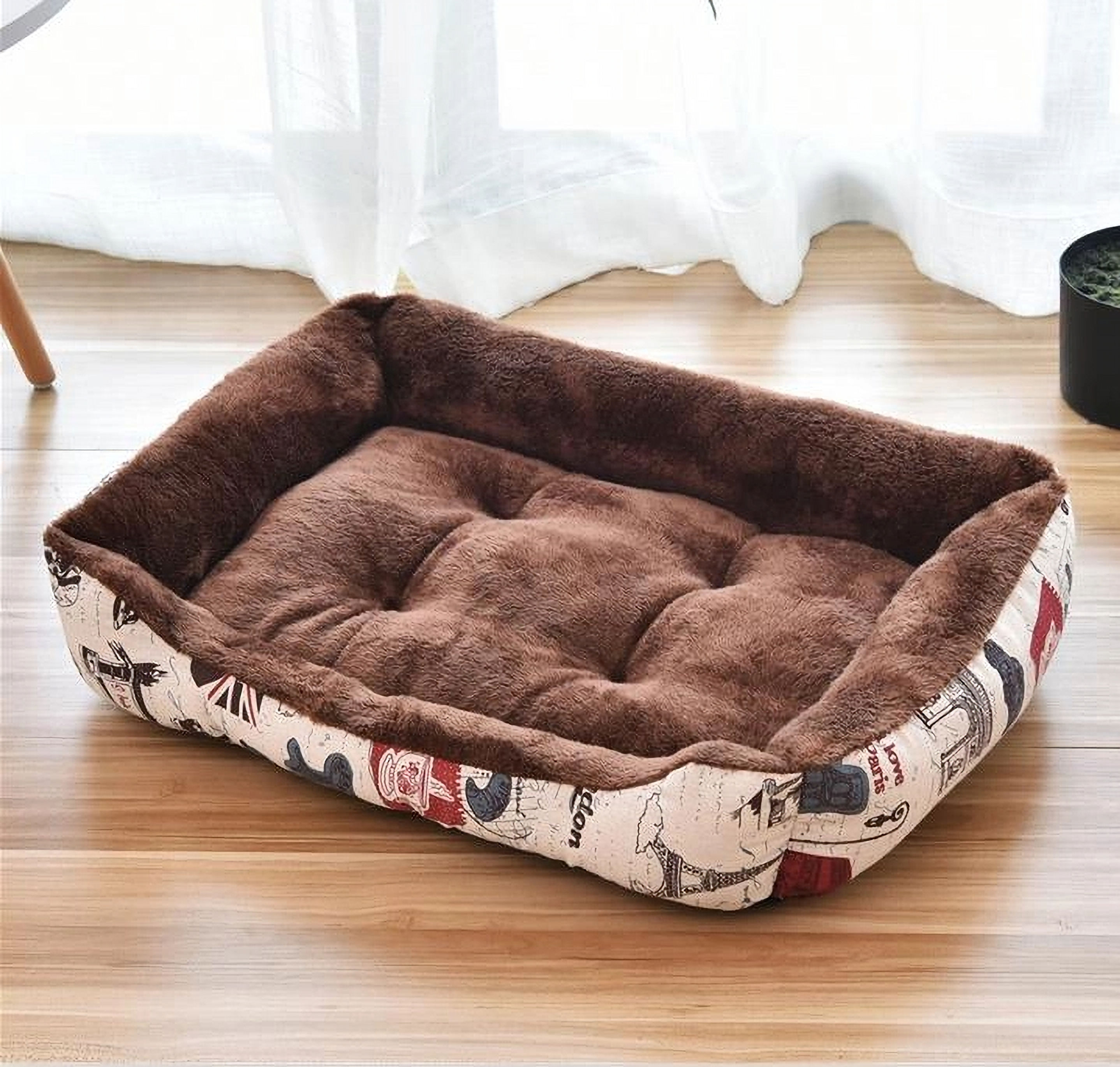 Breathable Cotton Pet Bed Mat & Cozy Cat/Dog Nest House (Striped)