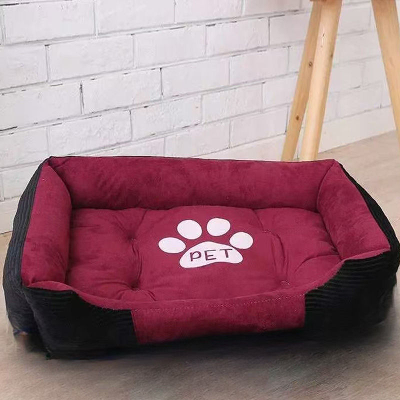 Thumbnail: Breathable Cotton Pet Bed Mat & Cozy Cat/Dog Nest House (Striped)